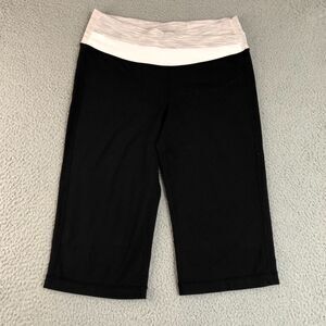 Lululemon Leggings Women 8 Black Yoga‎ Capri Gym Athleisure Workout Logo Active